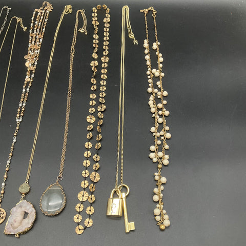 Victoria's Secret Fashion Jewelry Lot 9 Gold Tone Statement Necklaces Pendants