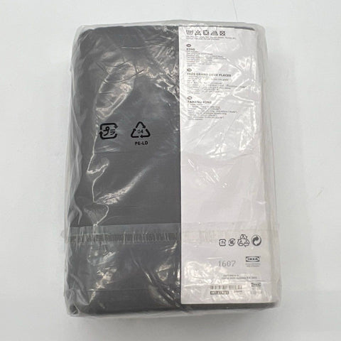 IKEA Gaspa King Duvet Cover Set Dark Grey 310 Thread Count 100% Cotton 3 Piece