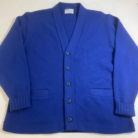 Vintage 70s AMF Tennessee Blue Orlon Acrylic Award Cardigan Sweater Men's 44