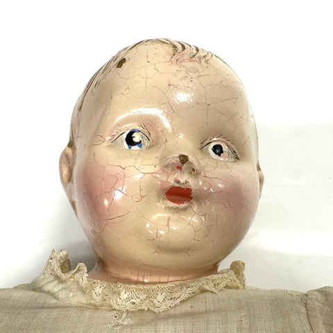 Effanbee Antique 1920s Composition Baby Doll Lace Gown Vintage 16 Inch