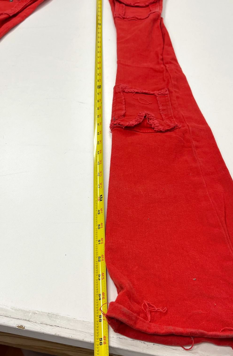 Si Tu Veux Red L'homme Super Stacké Flare Leg Cargo Jeans Men's 32 NWT
