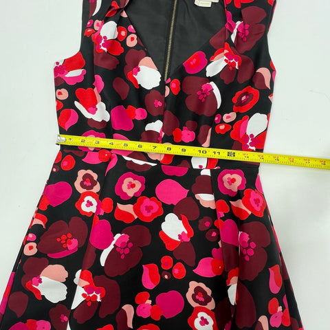 Kate Spade Women's Floral Cascade Dress Black Multicolor A-Line Fit Flare Sz 6
