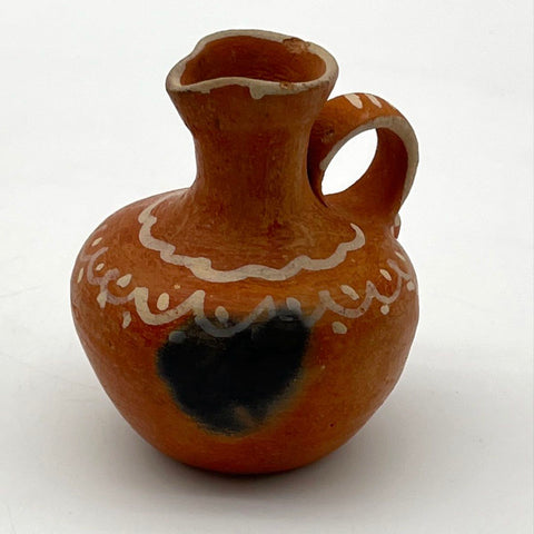 Native American Pottery Pitcher Small Hand-Painted Terracotta Clay 5 Inch