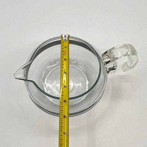 Pyrex Vintage Clear Glass Teapot Tea Server 9 Inch Metal Band Glass Handle