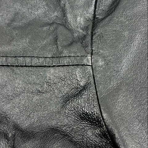 Vintage 90s Phase Two Black Leather Button Front Long Jacket Coat Sz 1XL