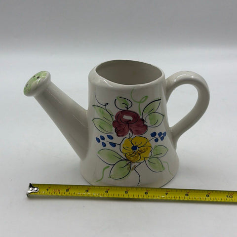 ICAP Italy Hand Painted Ceramic Watering Can Floral Italian Majolica Vintage