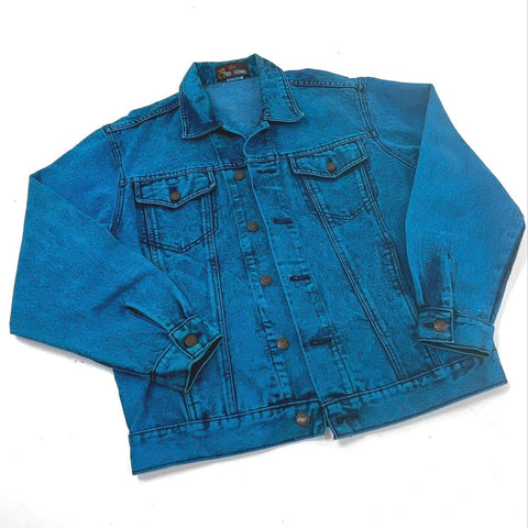 Vintage 90s 29 Broadway NYC Acid Wash Denim Trucker Jacket Sz M