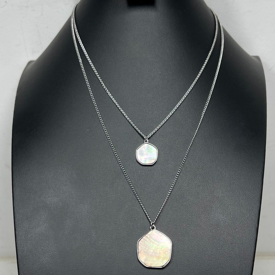 Ann Taylor Factory Abalone Charm Double Strand Necklace