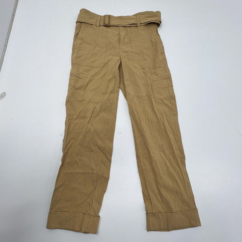 Vince Women's Lot 2 Tan Khaki Linen Blend Ankle Pants Trousers Size M & 8