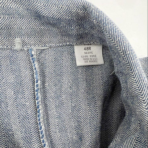 Vintage 90s Men's Blue Pinstripe Herringbone Workwear Coveralls USA Sz 48R