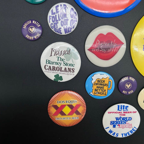 Collectible Button Pinback Lot Alcohol Beer Advertising Humor Vintage 34 Pieces