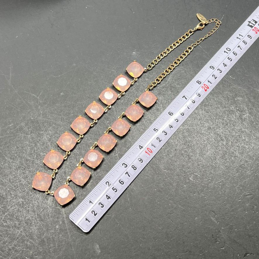 Plunder Pink Rhinestone Gold tone Statement Necklace