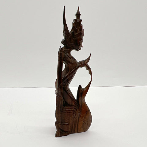 Vintage Balinese Hand Carved Wood Goddess Sculpture 12" Indonesian Figurine