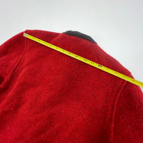 Vintage Giesswein Red Boiled Wool Austrian Trachten Jacket Cardigan Women's 16