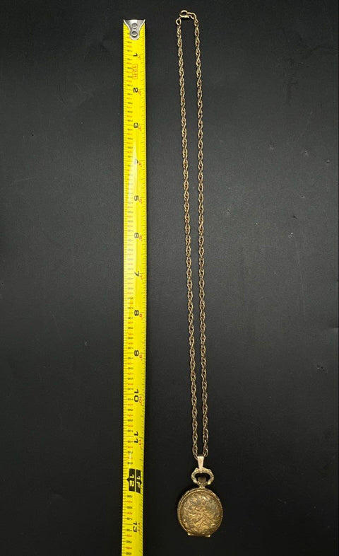 Vintage Villereuse 17 Jewels Swiss Made Pendant Watch Necklace 24" Chain