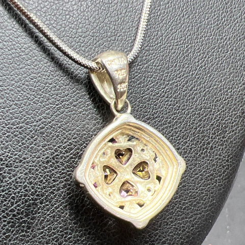 Sterling Silver Pink Heart Gemstones Pendant Necklace 9.3g