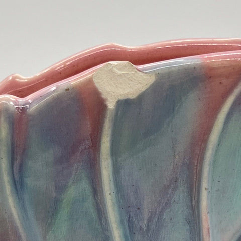 Vintage Royal Haeger Shell Vase Iridescent Drip Glaze Pink Green Blue 9 Inch