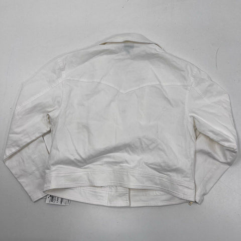 INC International Concepts Women's White Moto Jacket Full Zip Cotton NWT Sz L