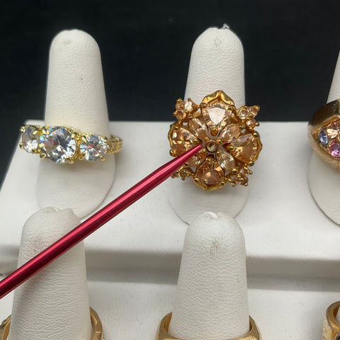Fashion Costume Jewelry Mixed Style Ring Lot of 12 Gold Silver Tone Mixed Sizes