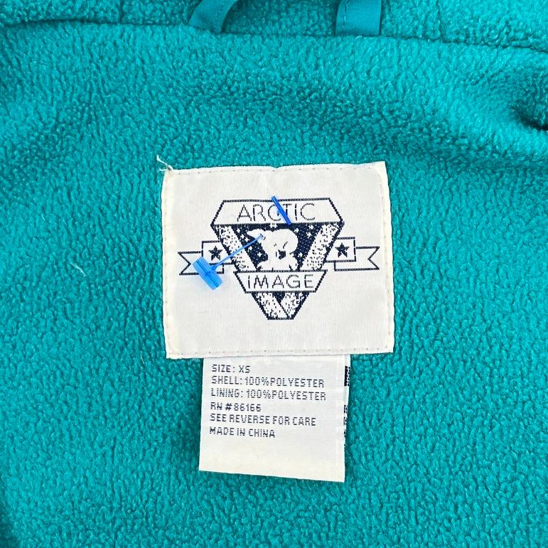 VTG Women's Arctic Image Teal Polyester Fleece Lined Full Zip Jacket - Size XS