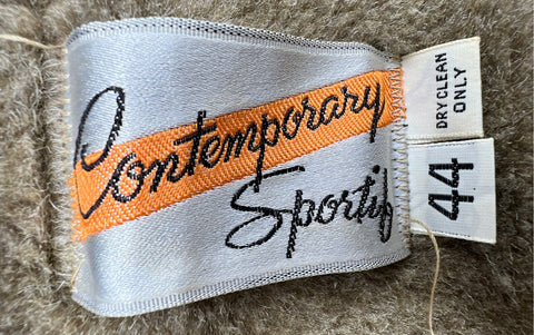 Vintage 70s Contemporary Sportif Faux Fur Lined Shearling Style Car Coat Sz 44