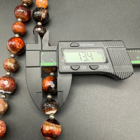 Faceted Agate Beaded Necklace 91% Silver Clasp Tested Silver Plated Beads 18"