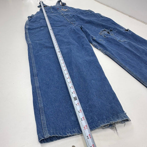 Vintage 90s Big Mac Denim Bib Overalls Distressed Workwear Sz 50x36