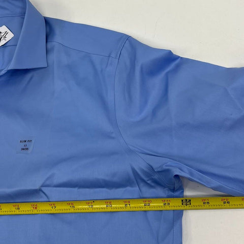 Calvin Klein Slim Fit Infinite Non-Iron Blue Dress Shirt Sz 17 34/35