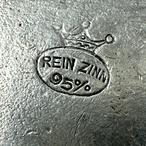 Rein Zinn Pewter Trinket Box German Folk Art Boy Girl Etched Scene Vintage