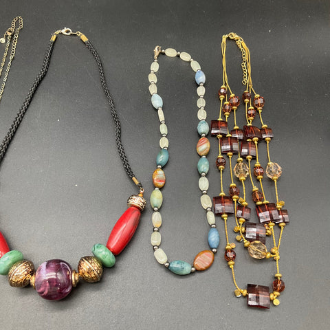 Vintage and Modern Fashion Jewelry Lot of 8 Necklaces Beaded Boho Statement Owl