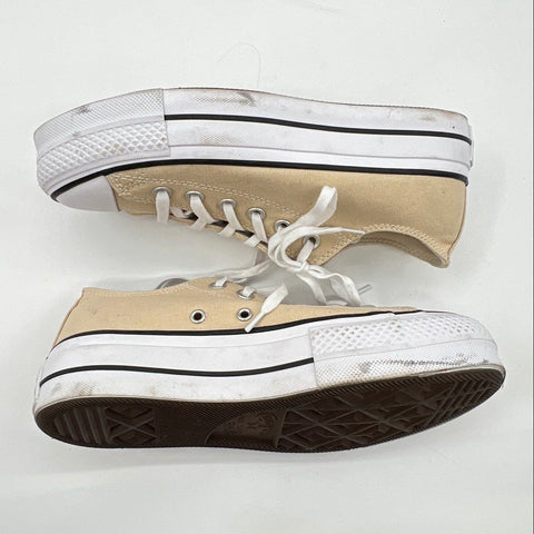Converse Chuck Taylor All Star Lift Platform Low Top Beige Women's Size 7.5