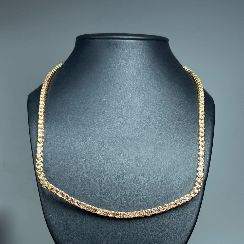 Champagne CZ Gold Tone Necklace NIB