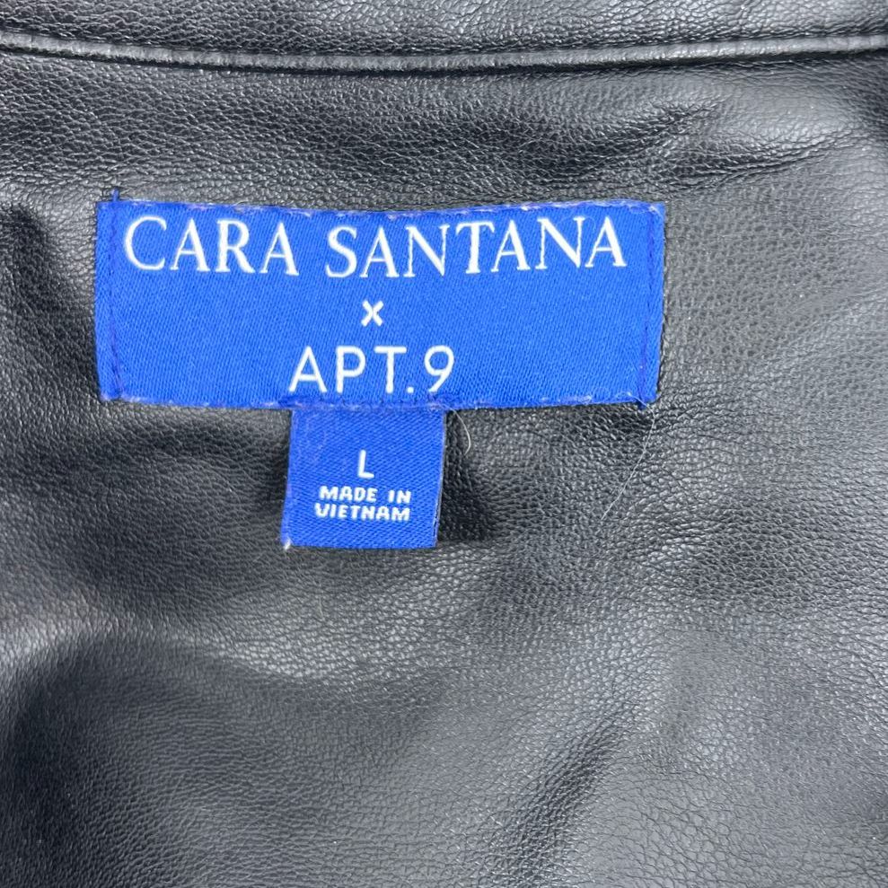Cara Santana x Apt 9 Faux Leather Utility Jumpsuit Black Women's Size L