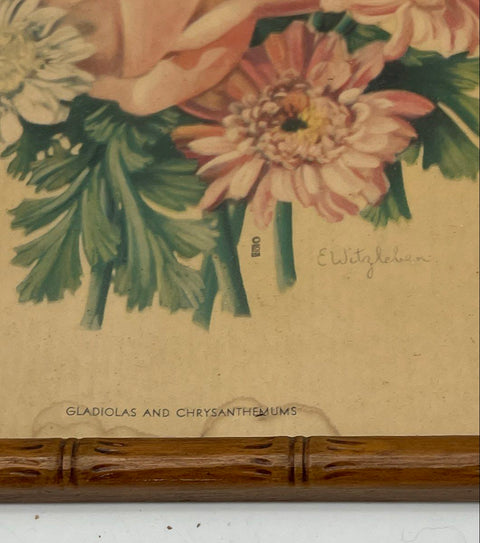 E. Witzleben Vintage Floral Prints Set 2 Gladiolas Lilies 8x10 Signed Framed