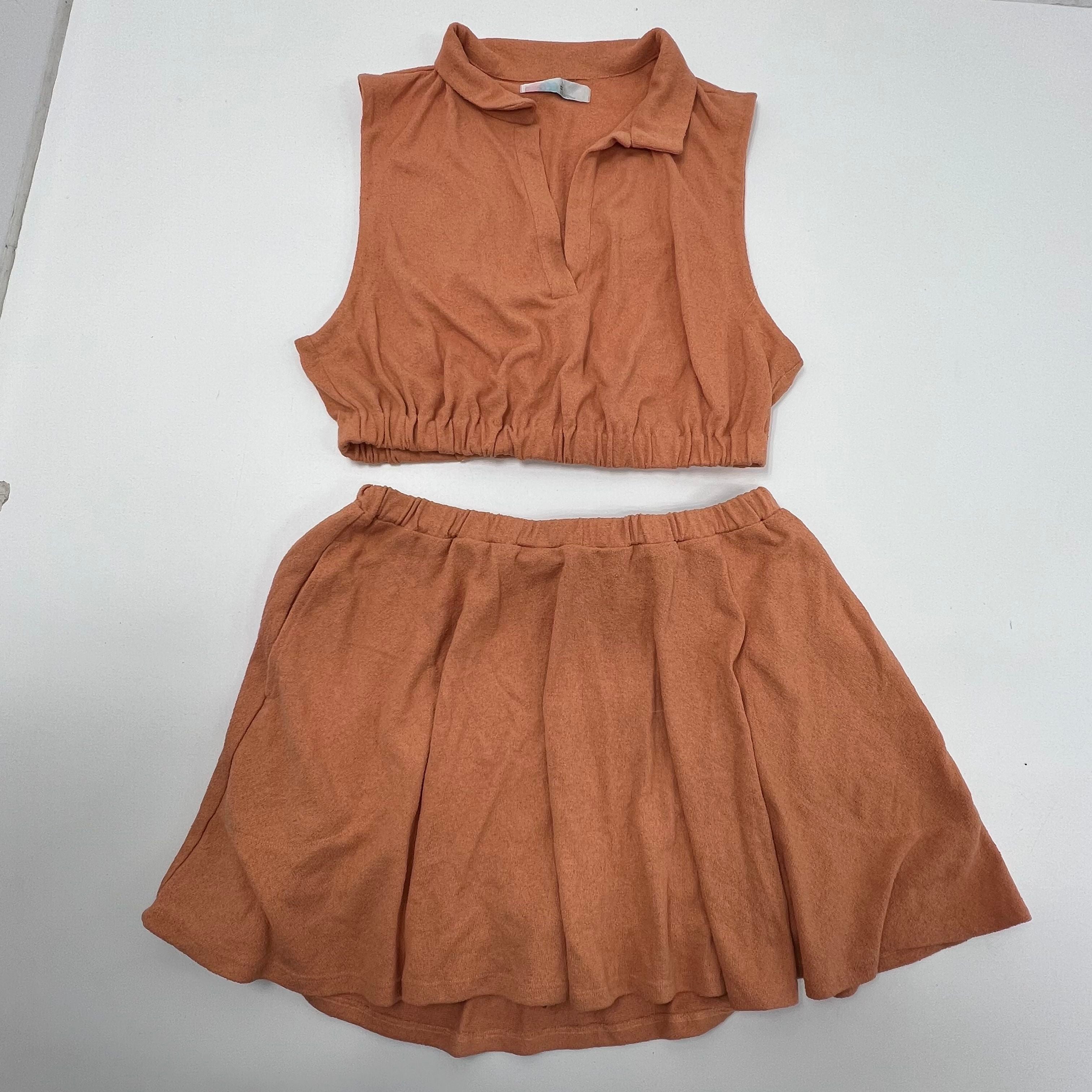 FP Beach Women's Skort Shirt Ace Set Peach Pit Size XL Orange