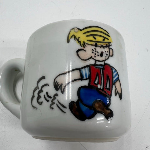 Vintage Dennis The Menace 2 Piece Mini Mug Cup Set Cartoon Comic Strip