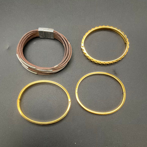Gold Tone Bangle Cuff Mesh Stretch Wrap Fashion Jewelry Lot of 12 Pieces