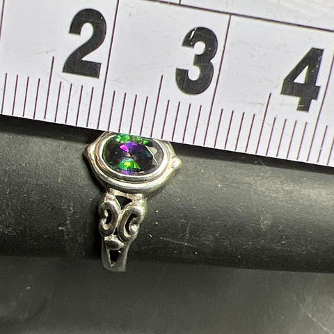 925 Sterling Silver Rainbow Rhinestone Ring Size 7 1.53g