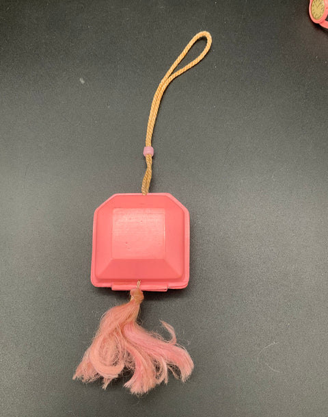 Vintage Mid-Century Girl's Pink Celluloid Toy Jewelry Set Watch Compact Comb