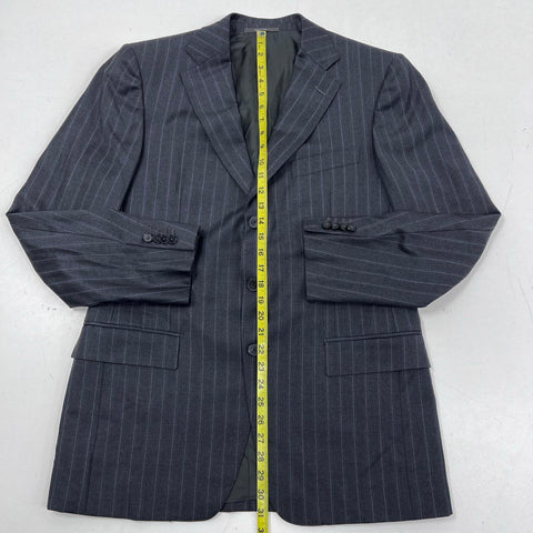 Ermenegildo Zegna Men's Dark Grey Pinstripe Wool Traveller Blazer Sz 50R
