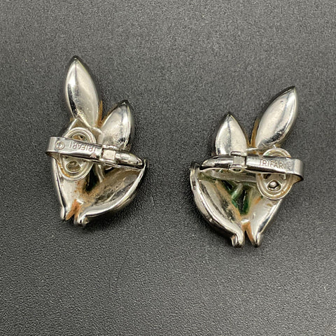 Vintage Crown Trifari Silver Tone Brushed Leaf Flower Demi Parure Brooch Earring