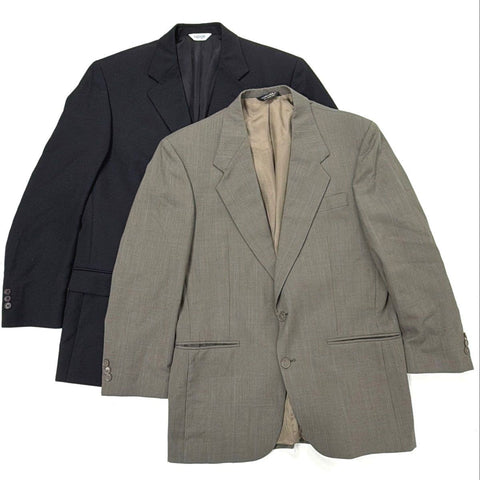 Lot 2 Men's Suit Coats Joseph & Feiss Black Botany 500 Grey Plaid Chest 21-22