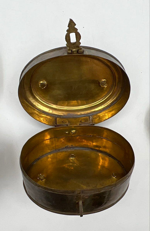 Vintage Brass Lot 3 Pieces Pierced Cricket Box Oval Casket Heart Paperweight