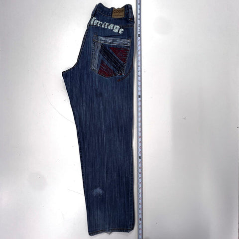 Vintage Y2K Coogi Men's Blue Heritage Embroidered Baggy Jeans Sz 44x34