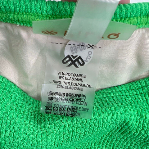 Pilyq NWT Women's Green Reef Textured High Cut Bikini Set Top D Bottom L