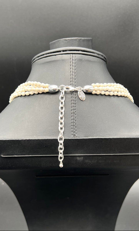 Vintage Joan Rivers Faux Howlite Crystal Flower Statement Necklace Signed