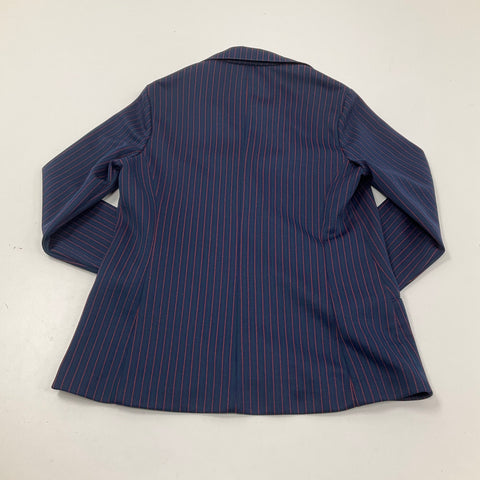 Vintage 70s John's Girl Navy Red Pinstripe Polyester Pants Suit Set Women's