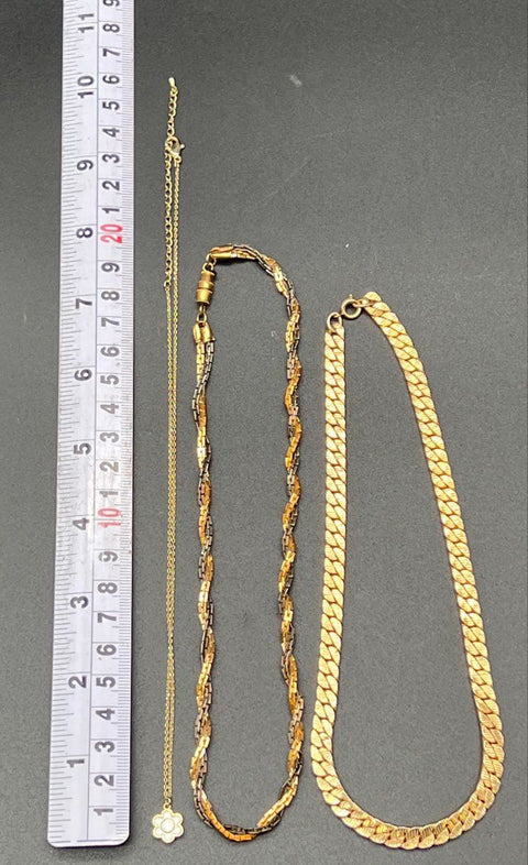 Gold Tone Costume Jewelry Lot of 13 Necklaces Bracelets Earrings Rhinestone