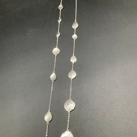 Melinda Maria Silver Tone Hammered Disc Station Long Chain Necklace