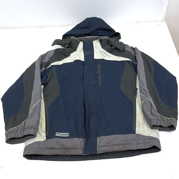 Free Country FCXtreme Blue Gray Colorblock Hooded Jacket Coat Mens S